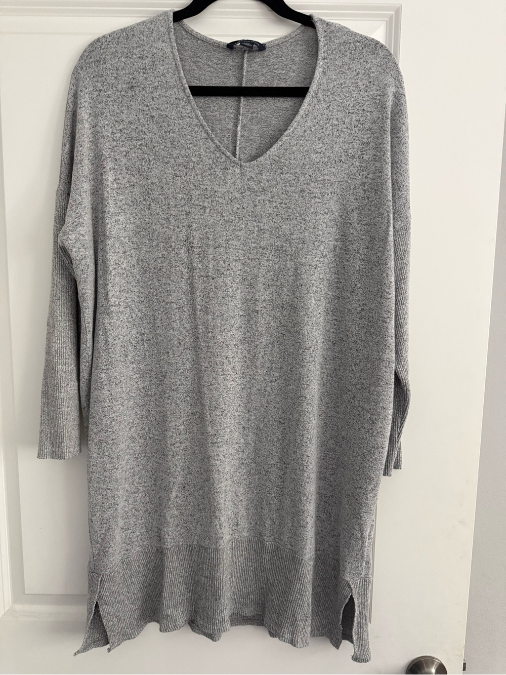 American Eagle Light Gray V-Neck Sweater Dress